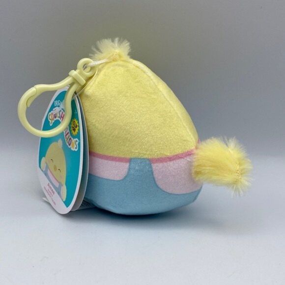 Squishmallows 2022 Easter Squad Aimee The Chick Overall Clip 3.5" Plush Keychain - Picture 6 of 9